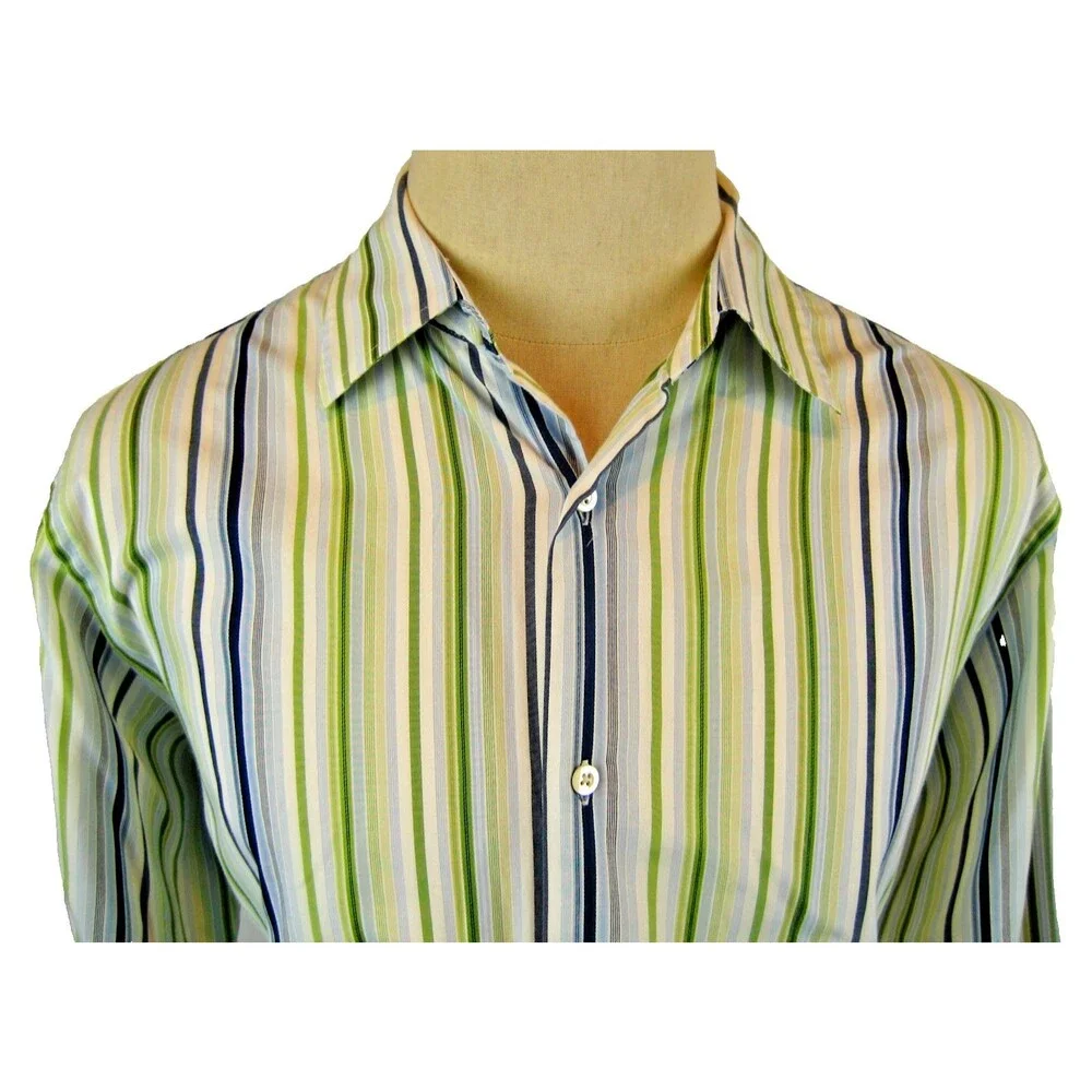 Men's Banana Republic Cotton LS Striped Casual Shirt sz L